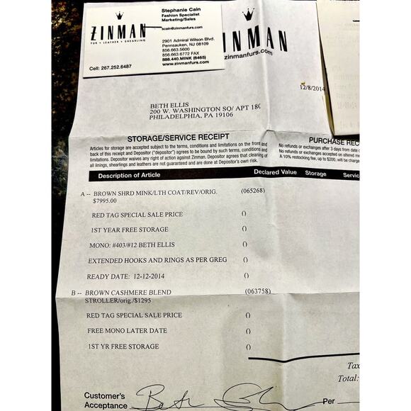 Zinman 52" Full Length Sheared Mink Fur Full Leather Reversible Coat 14 BRN/BLK - Picture 11 of 13